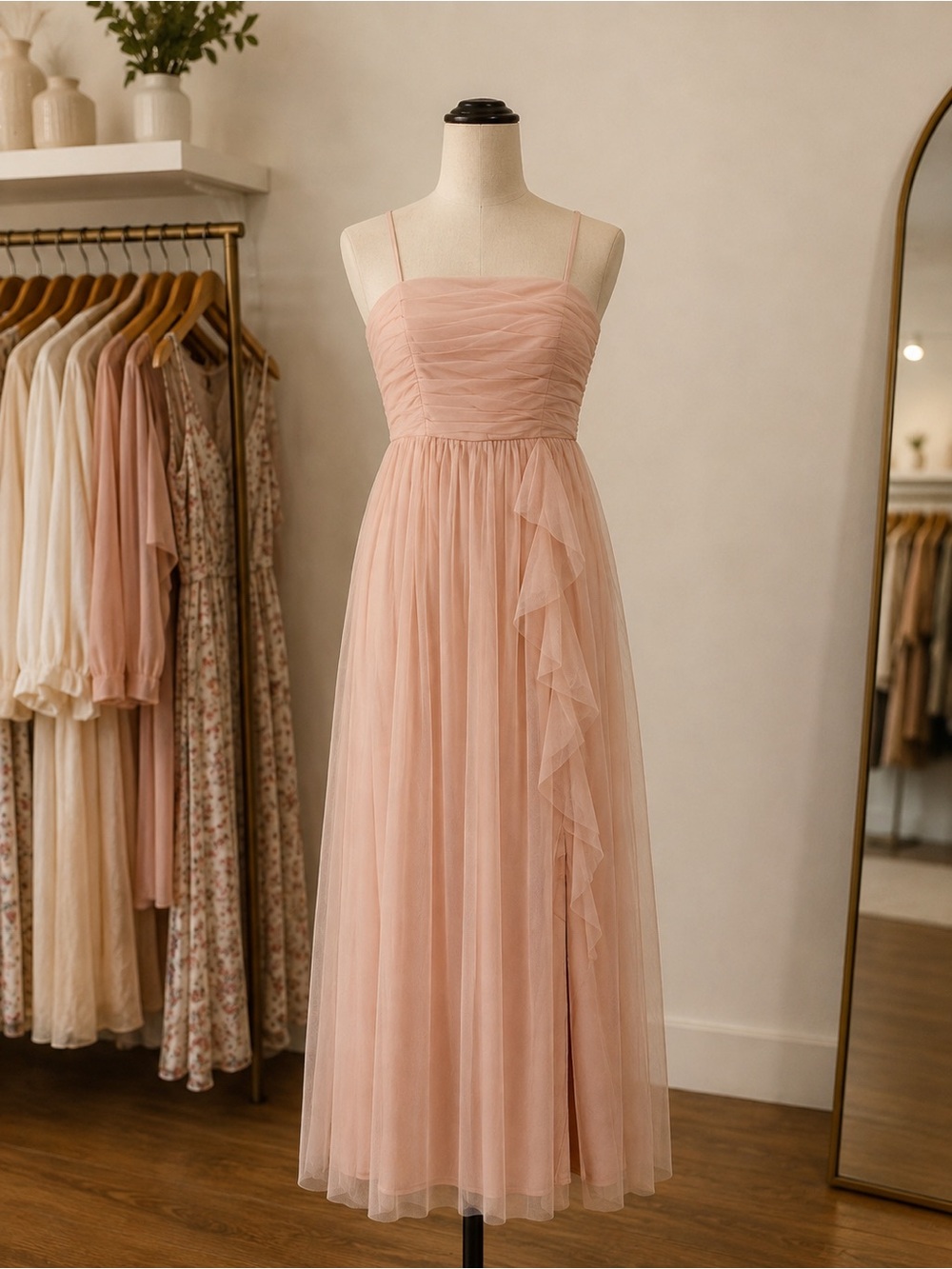 Kohl's Dusty Rose Tulle Spaghetti Strap Maxi Dress